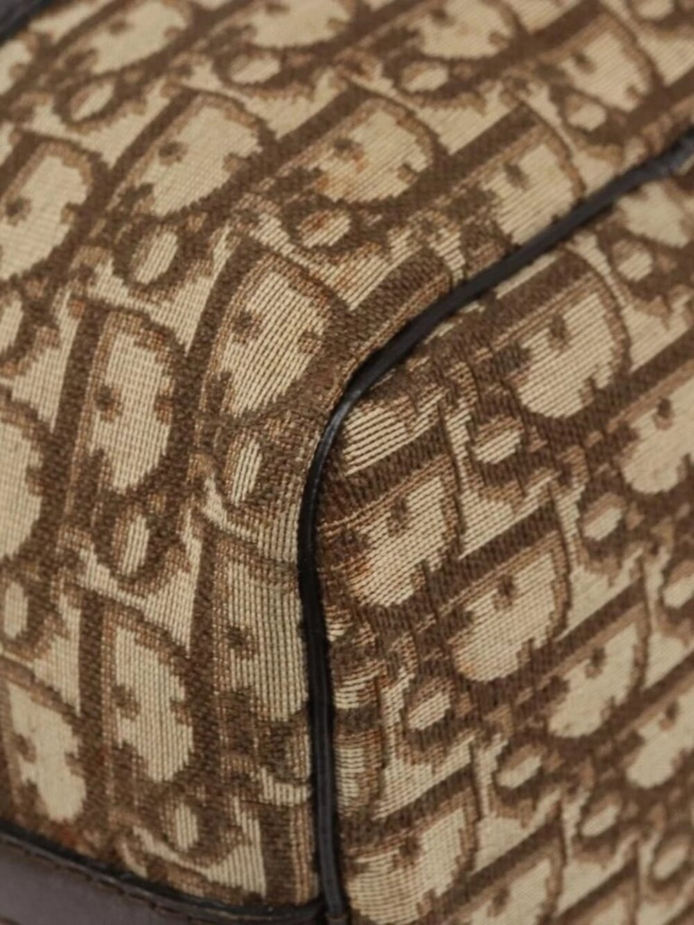 Christian Dior Trotter Canvas Boston Bag Beige Gold Auth 151623 - Picture 4 of 16